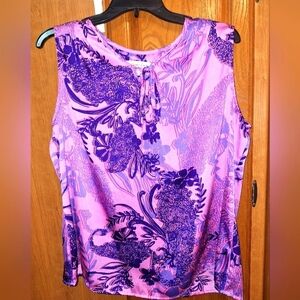 Coldwater Creek polyester ladies' sleeveless top on an XL/16. Pink and purple.